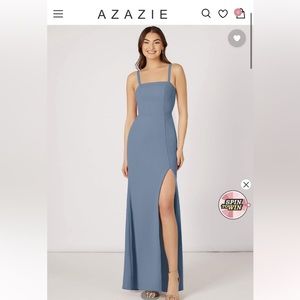 Azazie Gianetta dusty blue bridesmaids dress, size A8